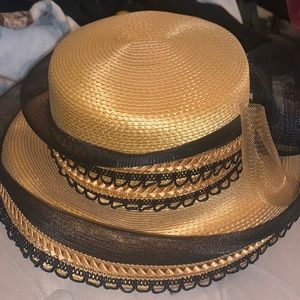 Woven Wicker Straw and lace boater Panama Kentucky derby churchHat